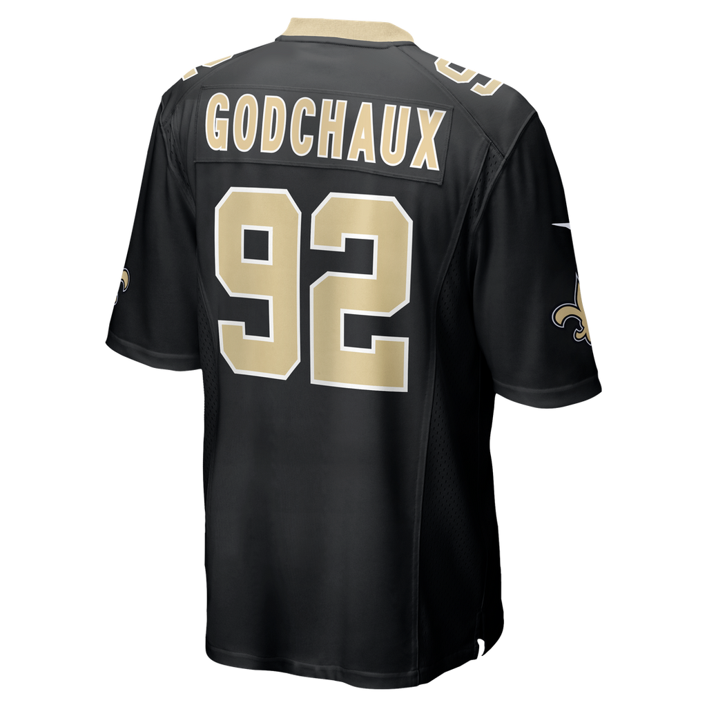 New Orleans Saints Davon Godchaux Black Team Game Jersey product image 3, provided for visual reference and product detail