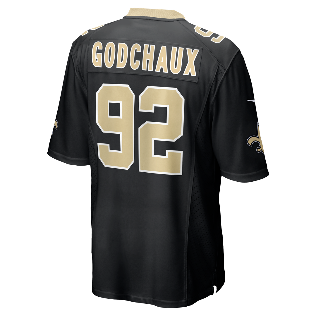 New Orleans Saints Davon Godchaux Black Team Game Jersey product image 3, provided for visual reference and product detail