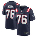 New England Patriots Morgan Moses Navy Team Game Jersey product image 1, provided for visual reference and product detail