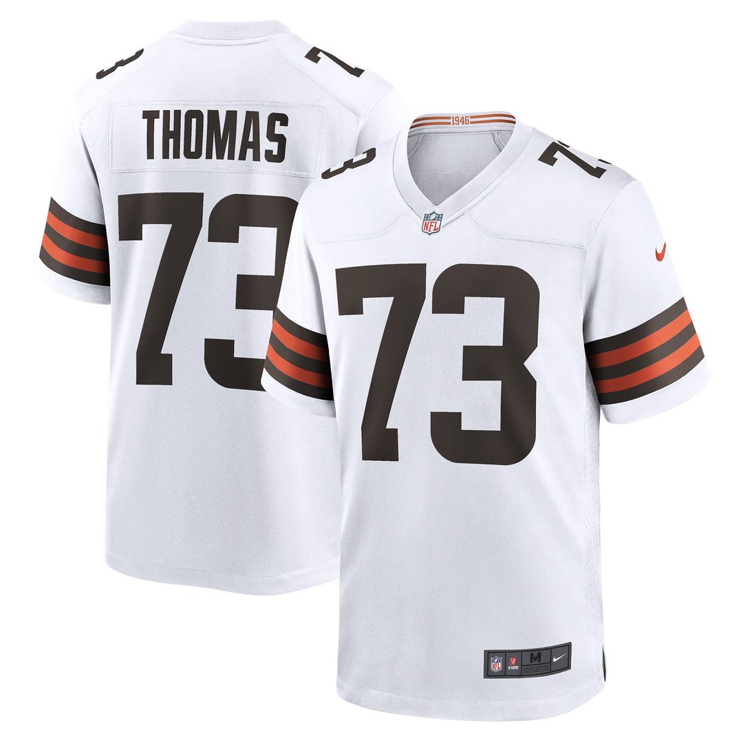 Cleveland Browns Joe Thomas White Retired Game Player Jersey product image 1, provided for visual reference and product