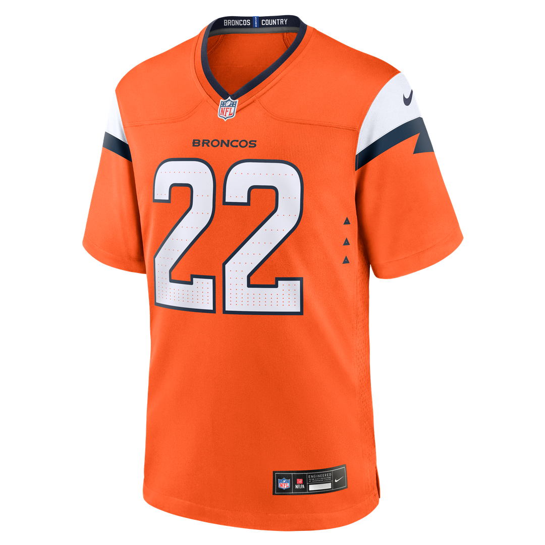 Denver Broncos Brandon Jones Orange Team Game Jersey product image 2, provided for visual reference and product detail review