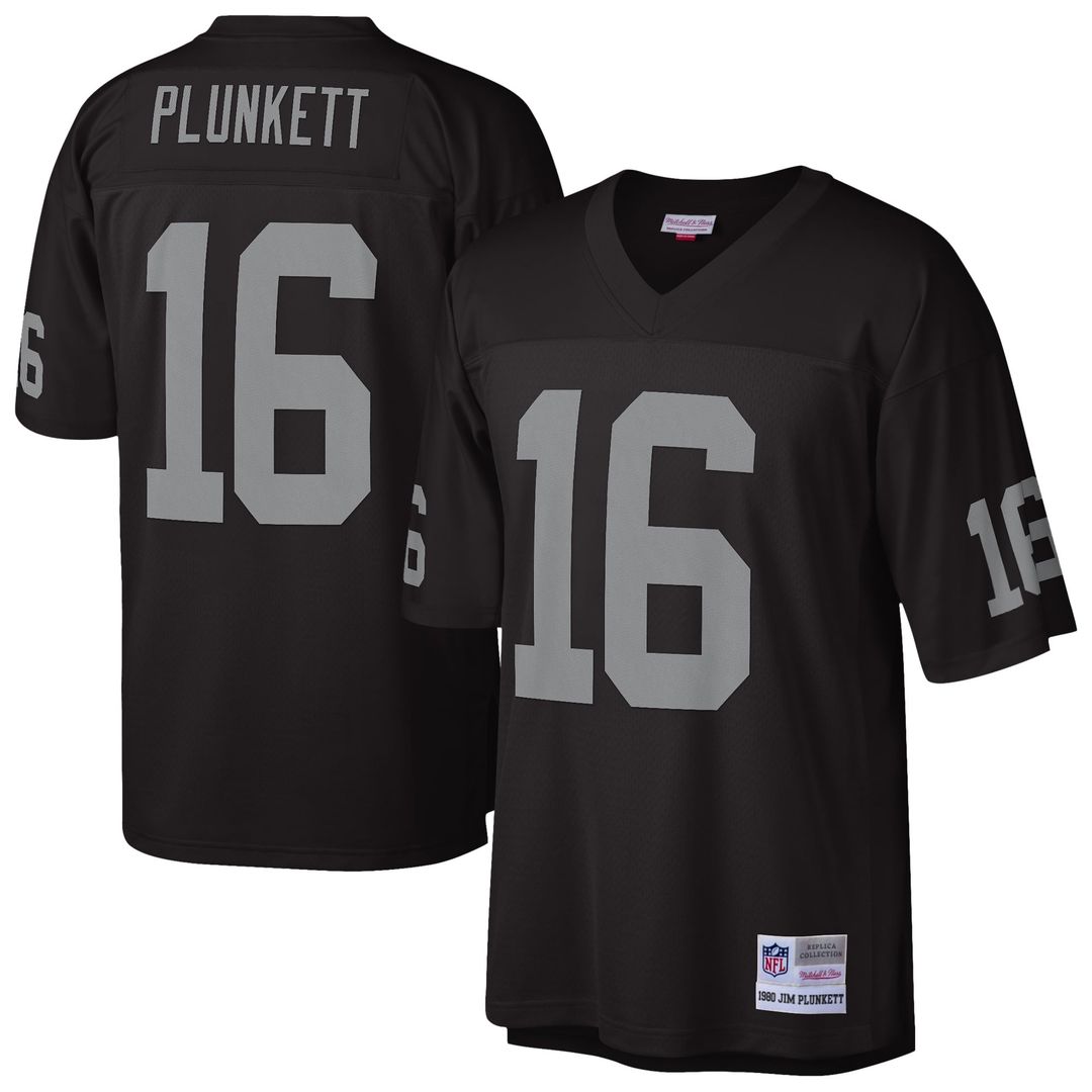Oakland Raiders Jim Plunkett Black 1980 Legacy Replica Jersey product image 1, provided for visual reference and product