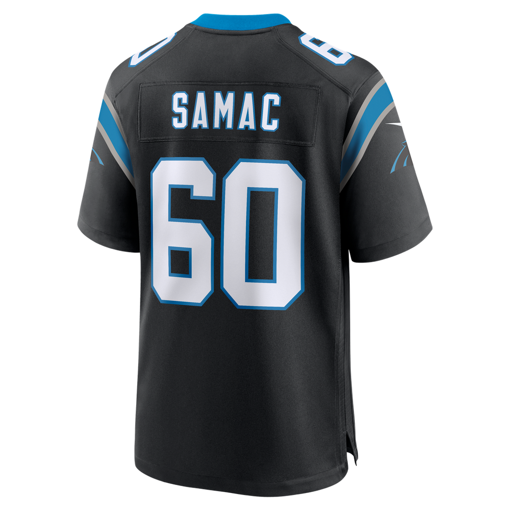 Carolina Panthers Nick Samac Black Team Game Jersey product image 3, provided for visual reference and product detail review