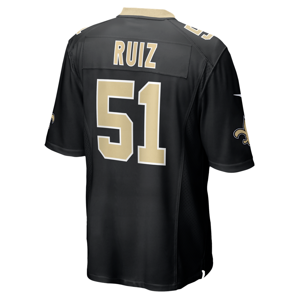 New Orleans Saints Cesar Ruiz Black Game Jersey product image 3, provided for visual reference and product detail review