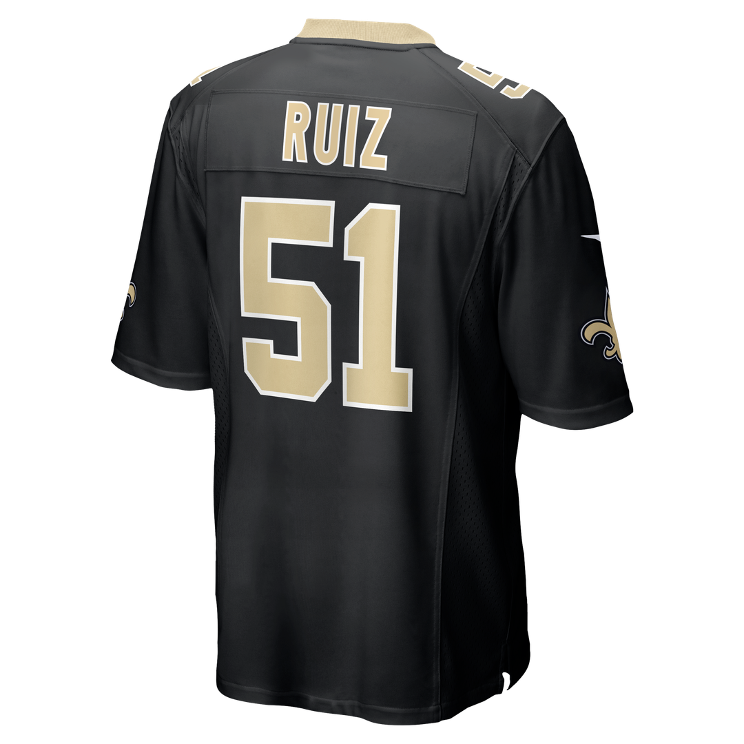 New Orleans Saints Cesar Ruiz Black Game Jersey product image 3, provided for visual reference and product detail review