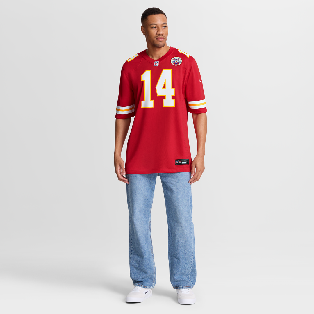 Kansas City Chiefs Garrett Nussmeier Red Game Jersey product image 2, provided for visual reference and product detail review
