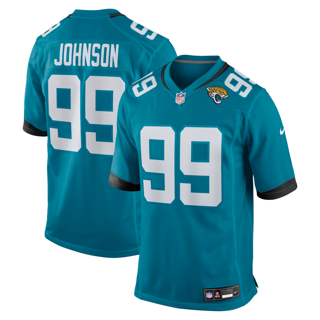 Jacksonville Jaguars Austin Johnson Teal Team Game Jersey product image 1, provided for visual reference and product detail