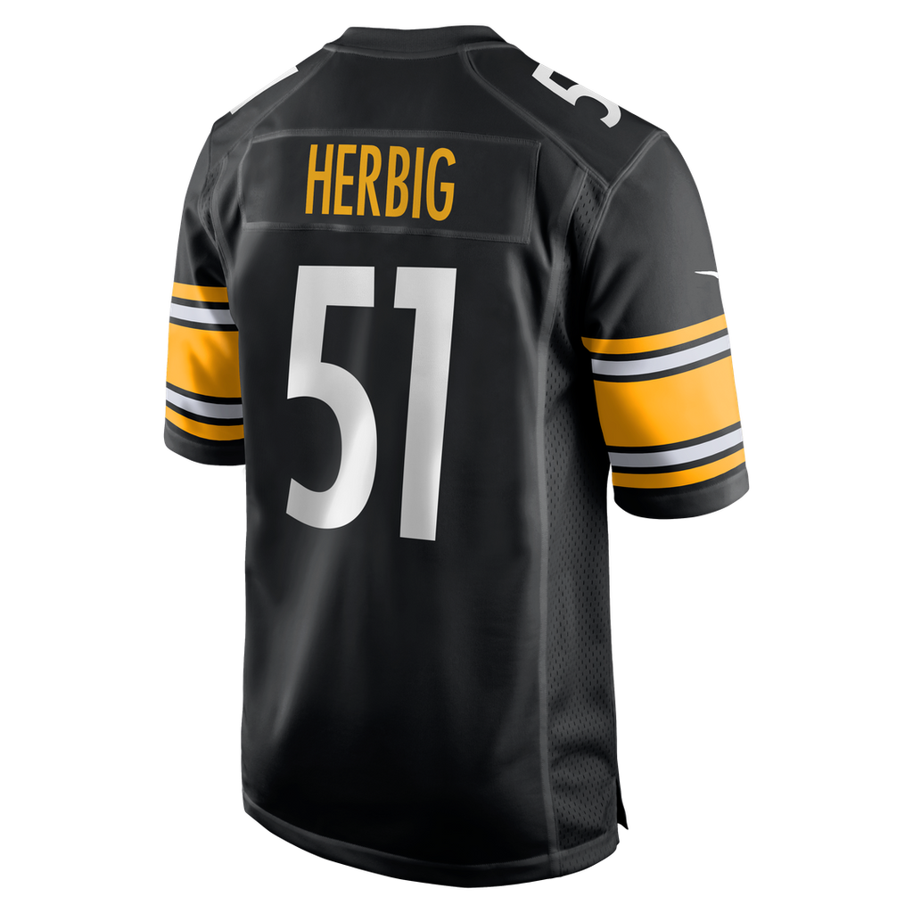 Pittsburgh Steelers Nick Herbig Black Game Jersey product image 3, provided for visual reference and product detail review