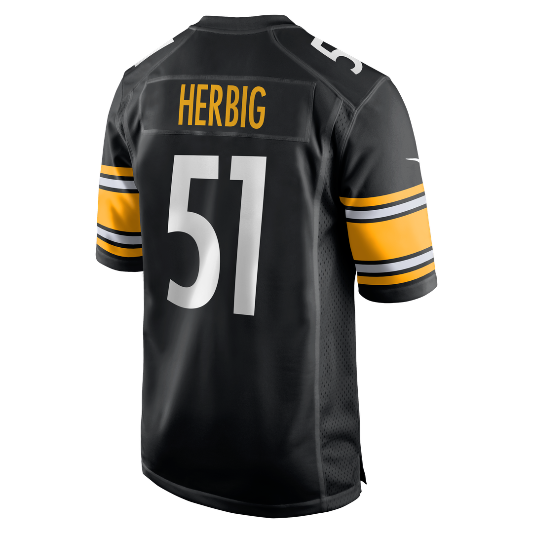 Pittsburgh Steelers Nick Herbig Black Game Jersey product image 3, provided for visual reference and product detail review