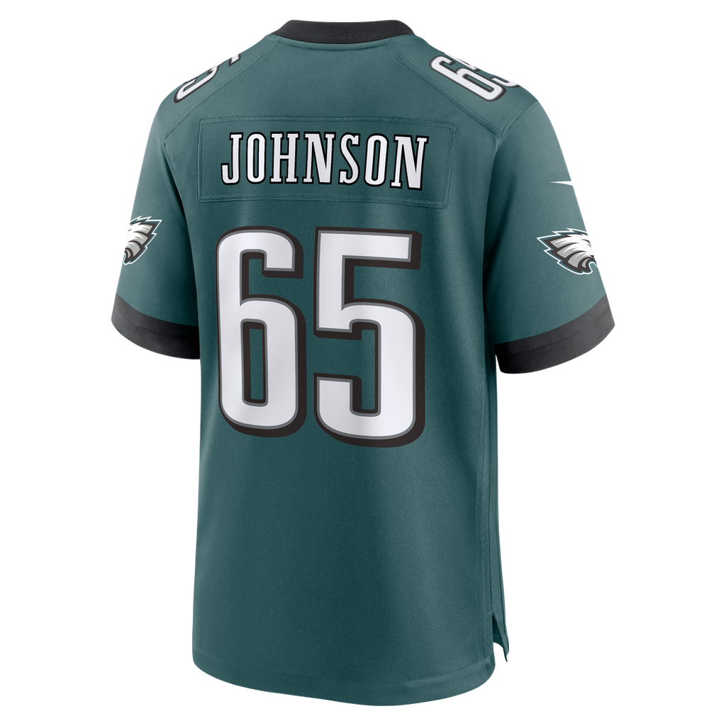 Philadelphia Eagles Lane Johnson Midnight Green Team Game Jersey product image 3, provided for visual reference and product