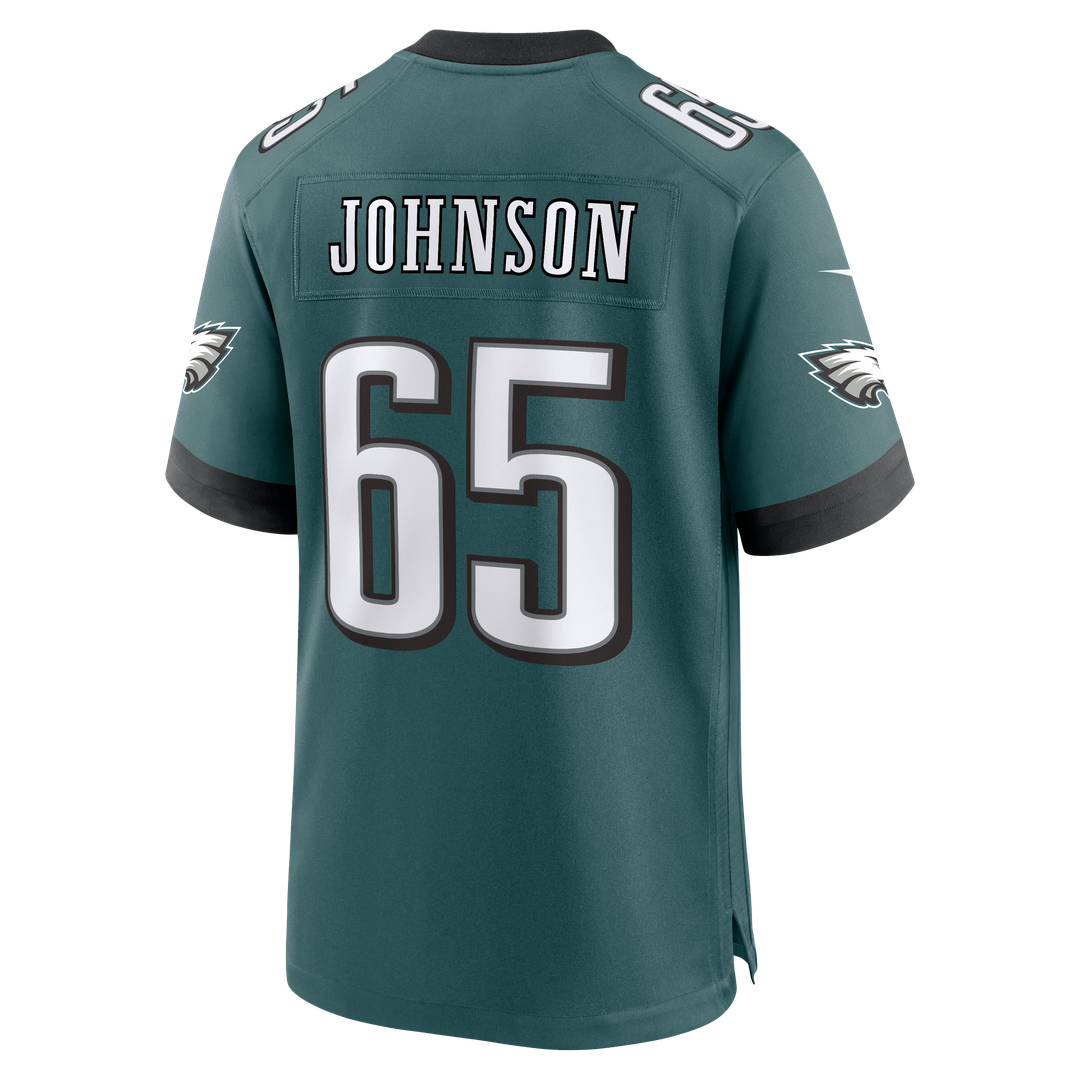 Philadelphia Eagles Lane Johnson Midnight Green Team Game Jersey product image 3, provided for visual reference and product