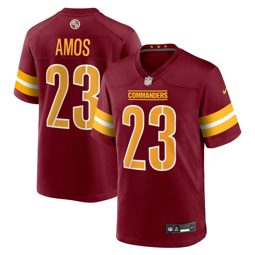Washington Commanders Trey Amos Burgundy Team Game Jersey product image 1, provided for visual reference and product detail