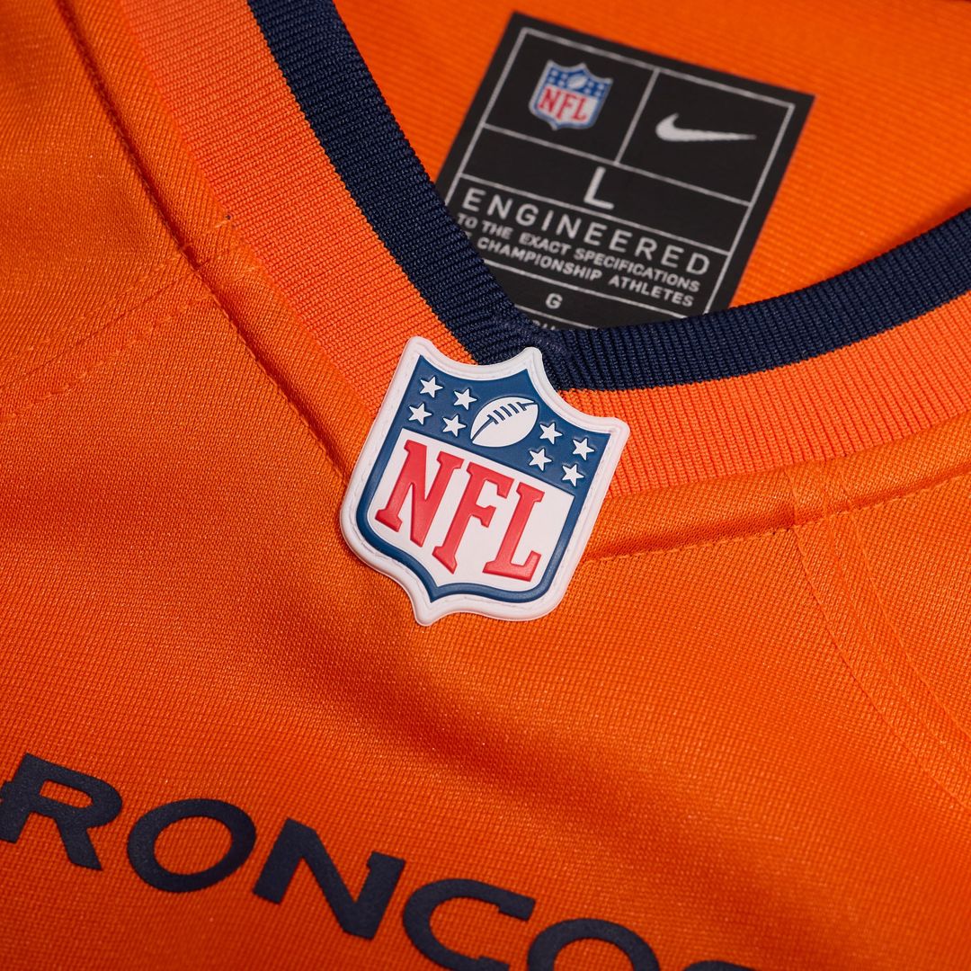 Denver Broncos Brandon Jones Orange Team Game Jersey product image 4, provided for visual reference and product detail review