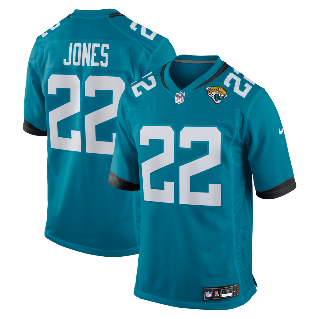 Jacksonville Jaguars Jarrian Jones Teal Team Game Jersey product image 1, provided for visual reference and product detail