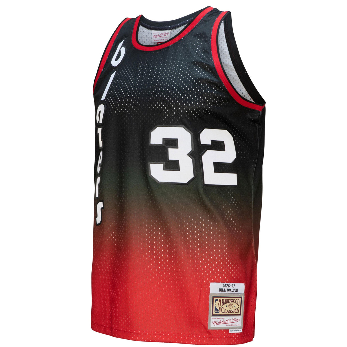 Portland Trail Blazers Bill Walton Mitchell & Ness Red/Black 1976/77 Hardwood Classics Fadeaway Swingman Player Jersey for