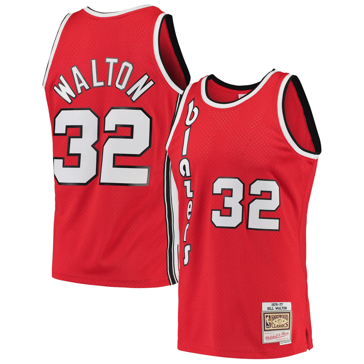 Portland Trail Blazers Bill Walton Mitchell & Ness Red 1976/77 Hardwood Classics Swingman Jersey for Men product image 2,