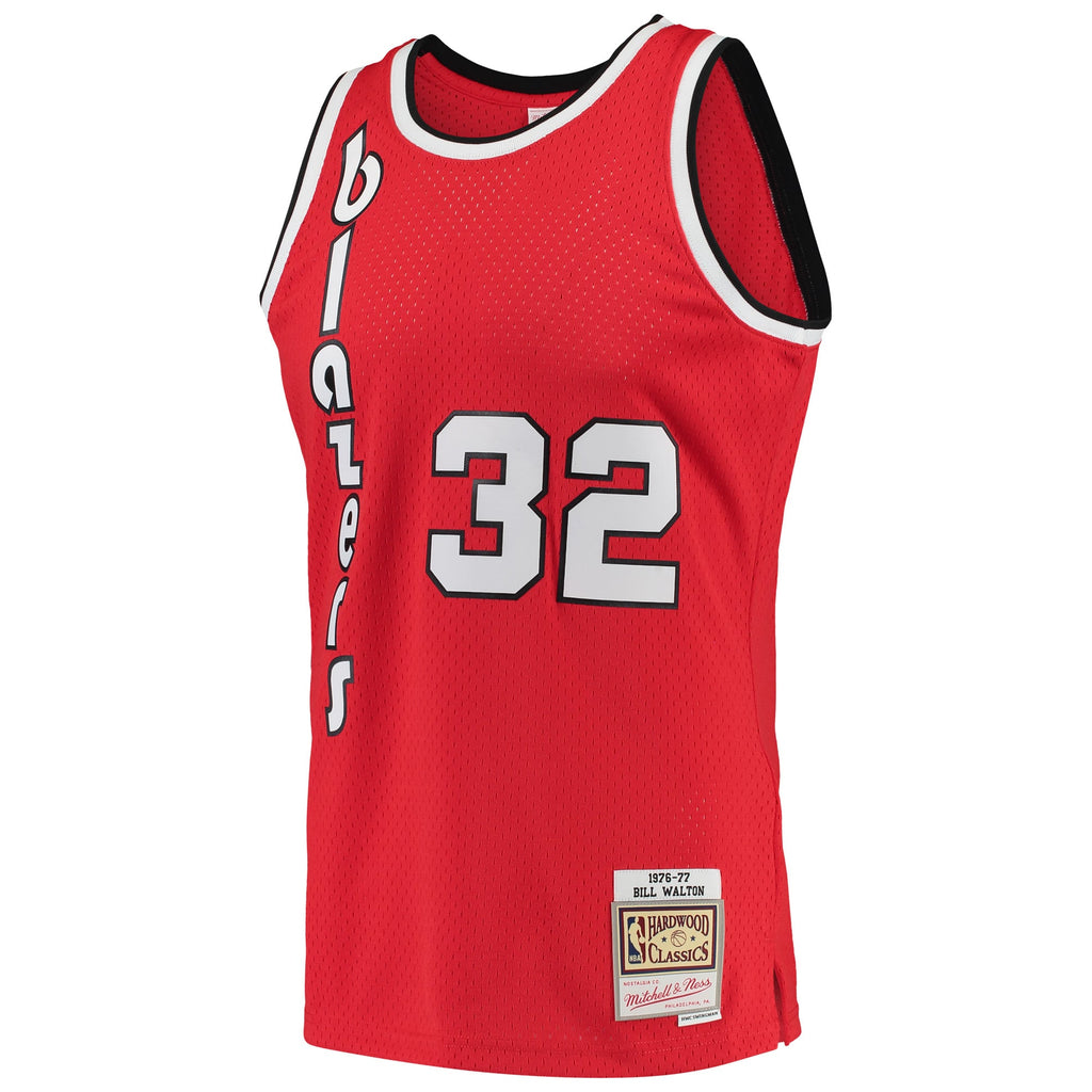 Portland Trail Blazers Bill Walton Mitchell & Ness Red 1976/77 Hardwood Classics Swingman Jersey for Men product image 3,