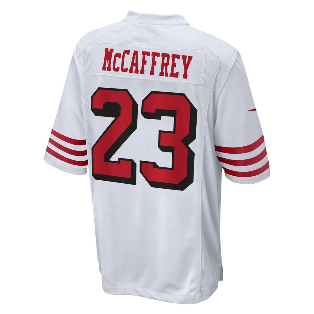 San Francisco 49ers Christian McCaffrey White Game Jersey product image 3, provided for visual reference and product detail