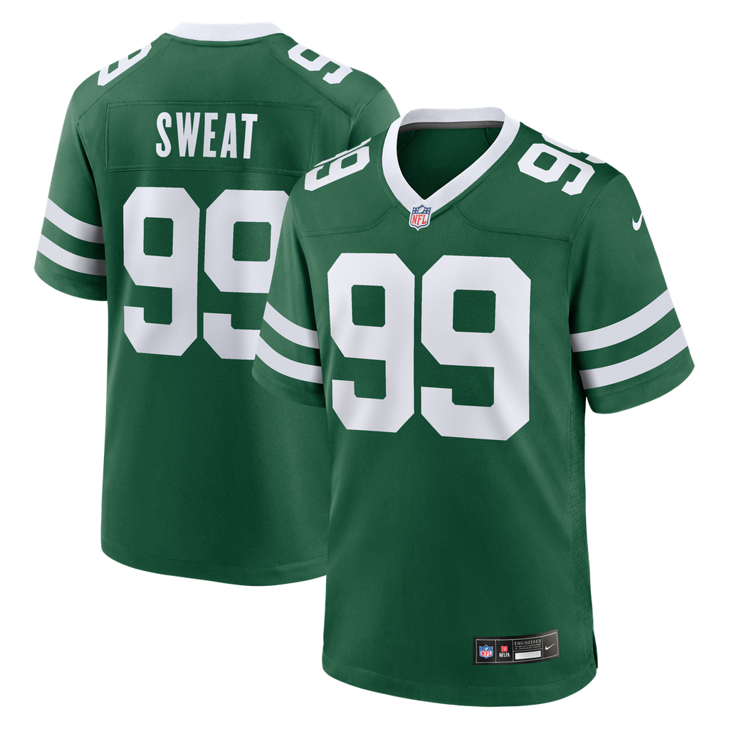 New York Jets T'Vondre Sweat Legacy Green Team Game Jersey product image 1, provided for visual reference and product detail