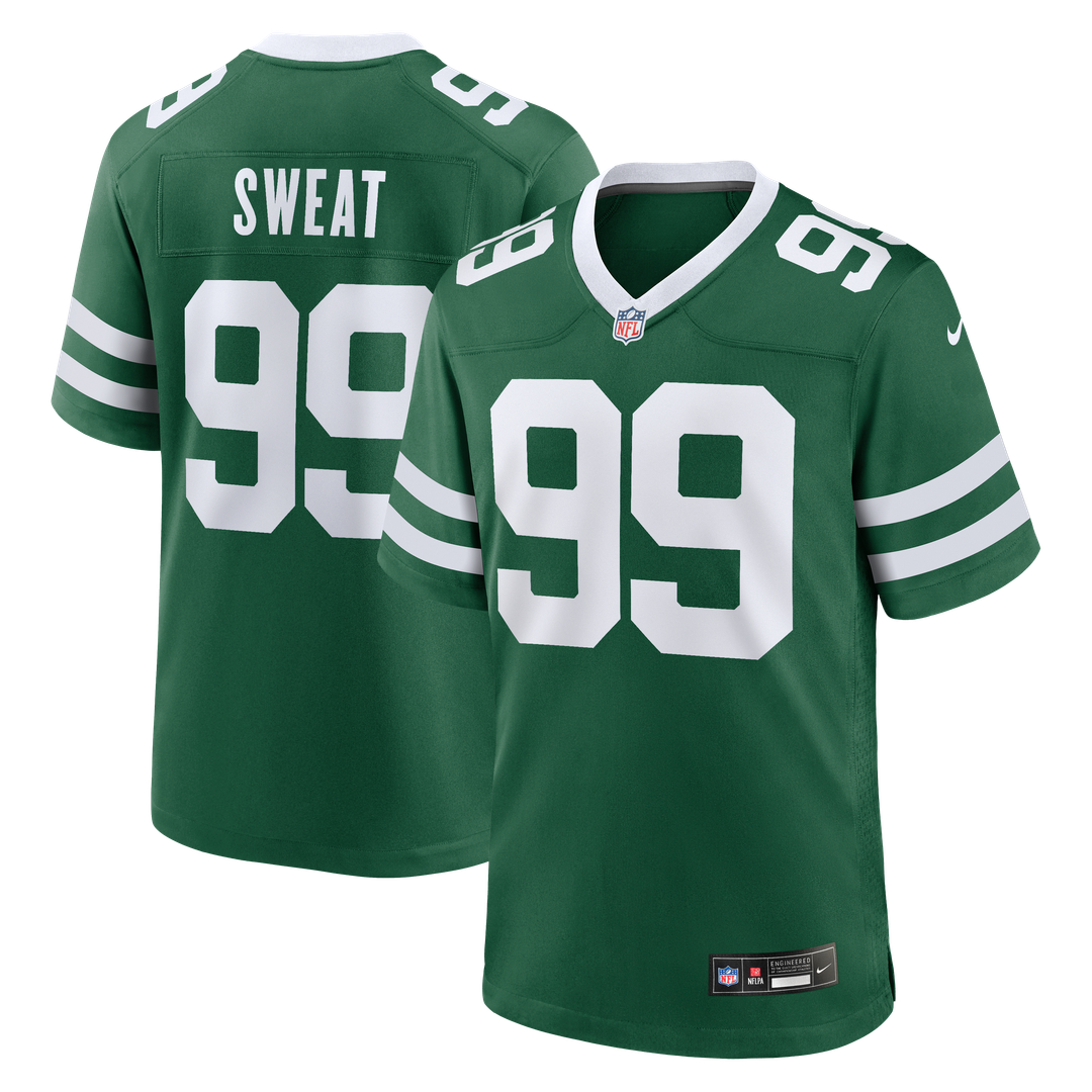 New York Jets T'Vondre Sweat Legacy Green Team Game Jersey product image 1, provided for visual reference and product detail