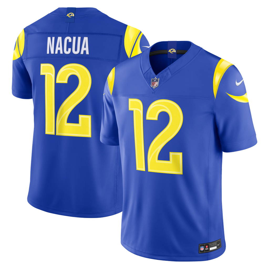 Los Angeles Rams Puka Nacua Royal Team Vapor F.U.S.E. Stitched Limited Jersey product image 1, provided for visual reference