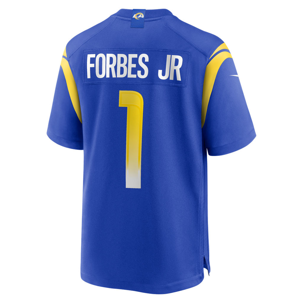 Los Angeles Rams Emmanuel Forbes Jr. Royal Team Game Jersey product image 3, provided for visual reference and product