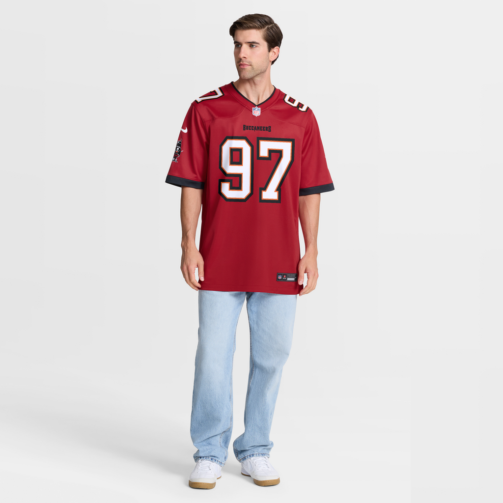 Tampa Bay Buccaneers Al-Quadin Muhammad Red Team Game Jersey product image 2, provided for visual reference and product