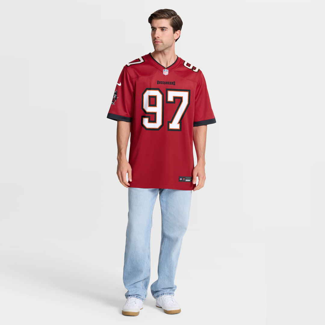 Tampa Bay Buccaneers Al-Quadin Muhammad Red Team Game Jersey product image 2, provided for visual reference and product