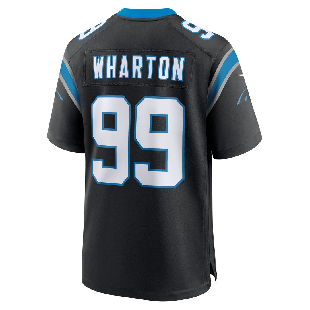 Carolina Panthers Tershawn Wharton Black Team Game Jersey product image 3, provided for visual reference and product detail
