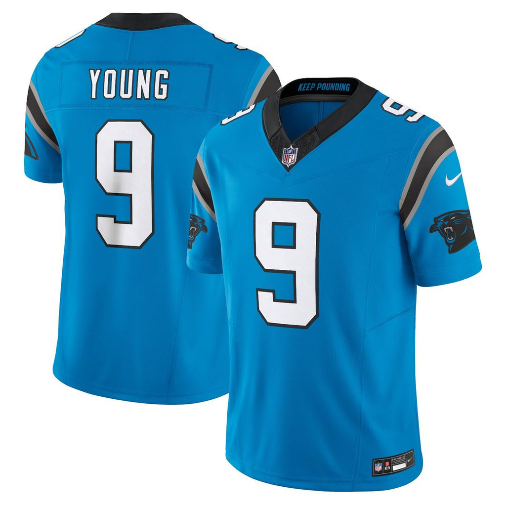 Carolina Panthers Bryce Young Blue Vapor F.U.S.E. Limited Jersey product image 1, provided for visual reference and product