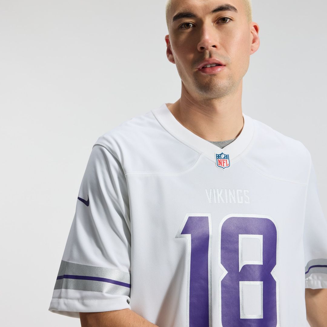Minnesota Vikings Justin Jefferson White Alternate Game Player Jersey product image 10, provided for visual reference and
