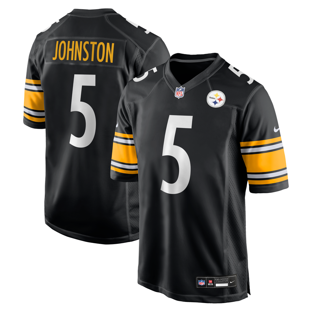 Pittsburgh Steelers Cameron Johnston Black Game Jersey product image 1, provided for visual reference and product detail
