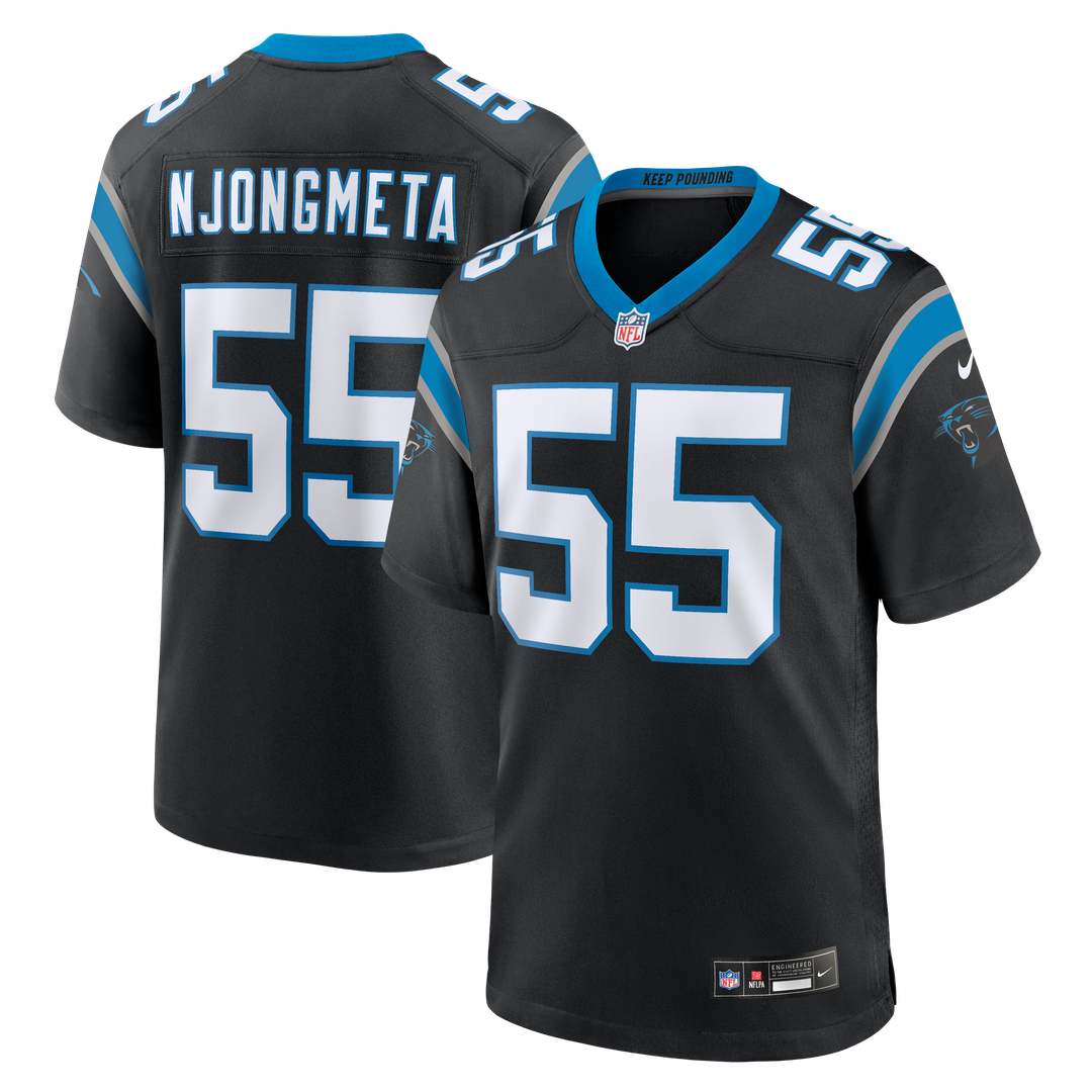 Carolina Panthers Maema Njongmeta Black Team Game Jersey product image 1, provided for visual reference and product detail