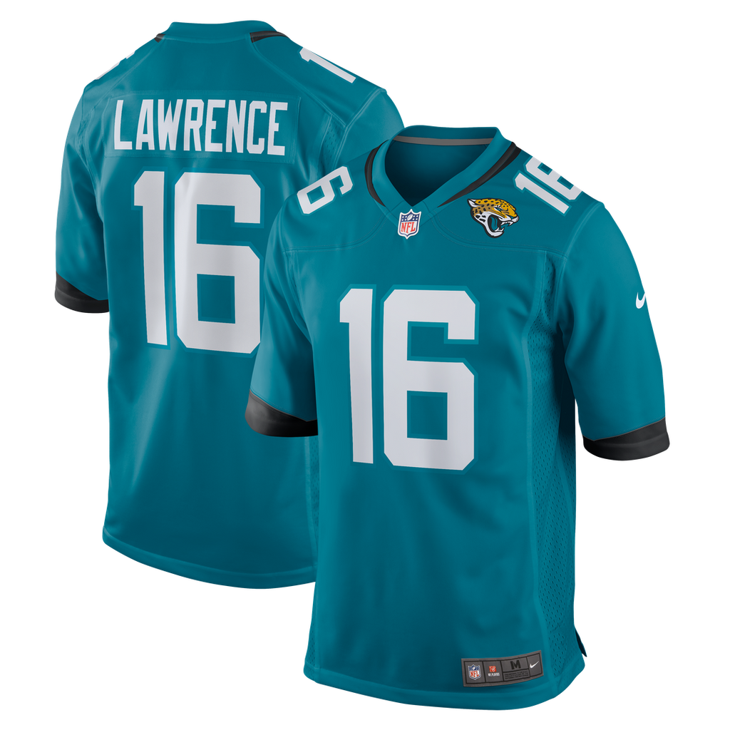Jacksonville Jaguars Trevor Lawrence Teal Home Game Jersey product image 1, provided for visual reference and product detail