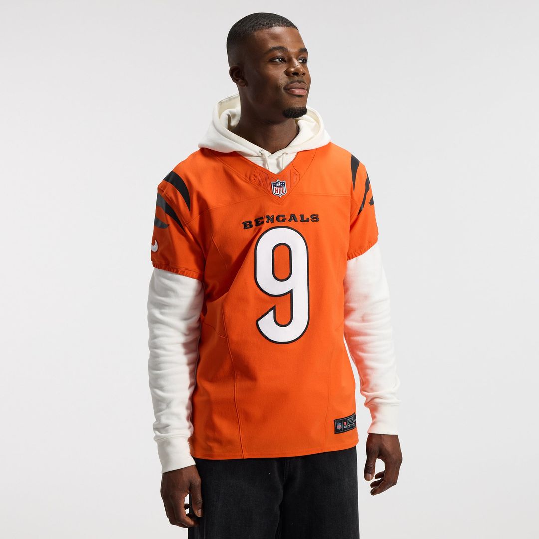 Cincinnati Bengals Joe Burrow Orange Team Vapor F.U.S.E. Elite Jersey product image 2, provided for visual reference and