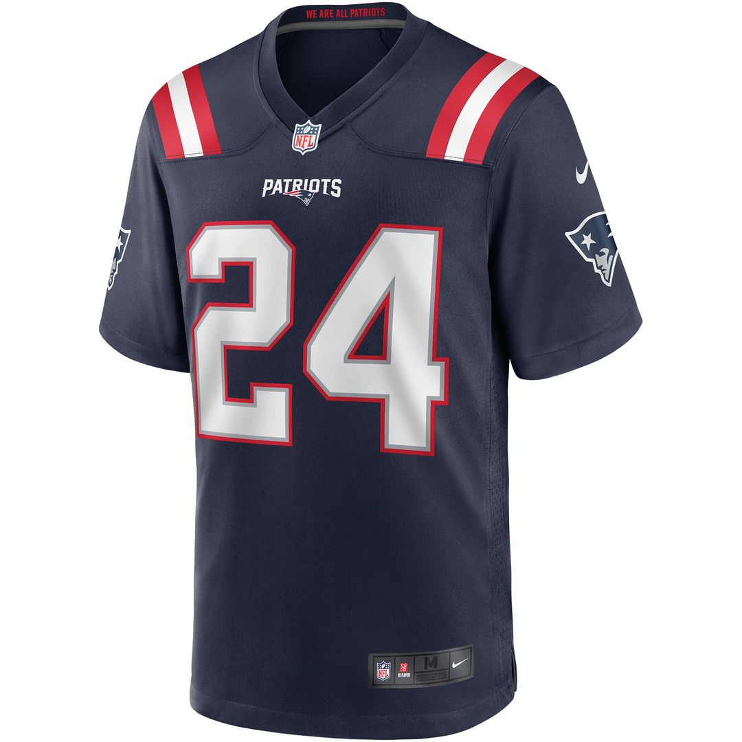 New England Patriots Ty Law Navy Game Retired Player Jersey product image 2, provided for visual reference and product