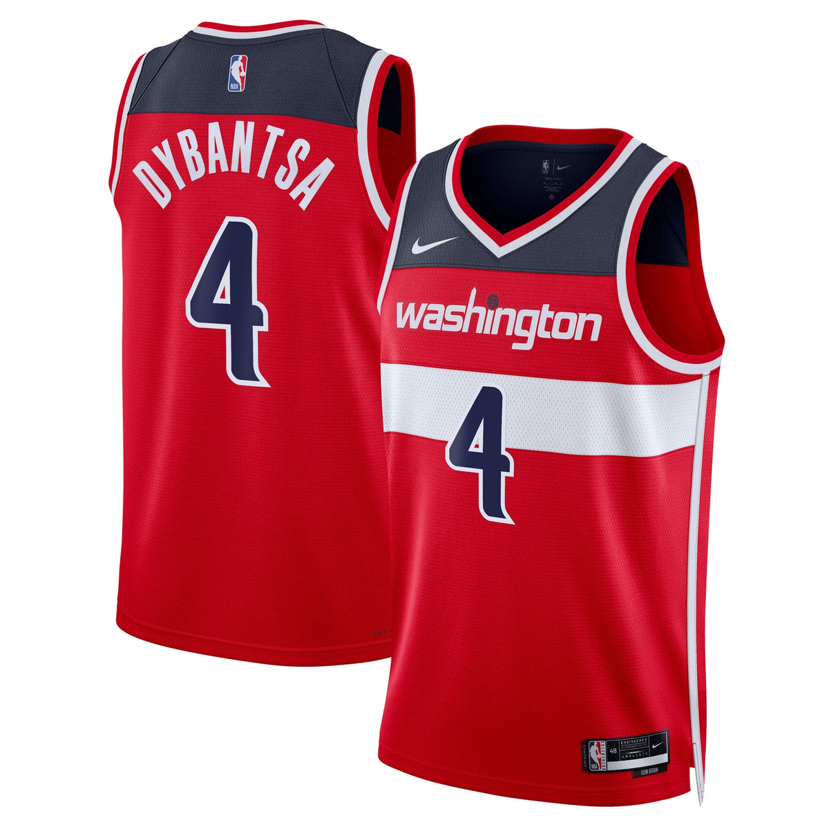 AJ Dybantsa Washington Wizards Swingman Icon Jersey - Red - Unisex product image 1, provided for visual reference and