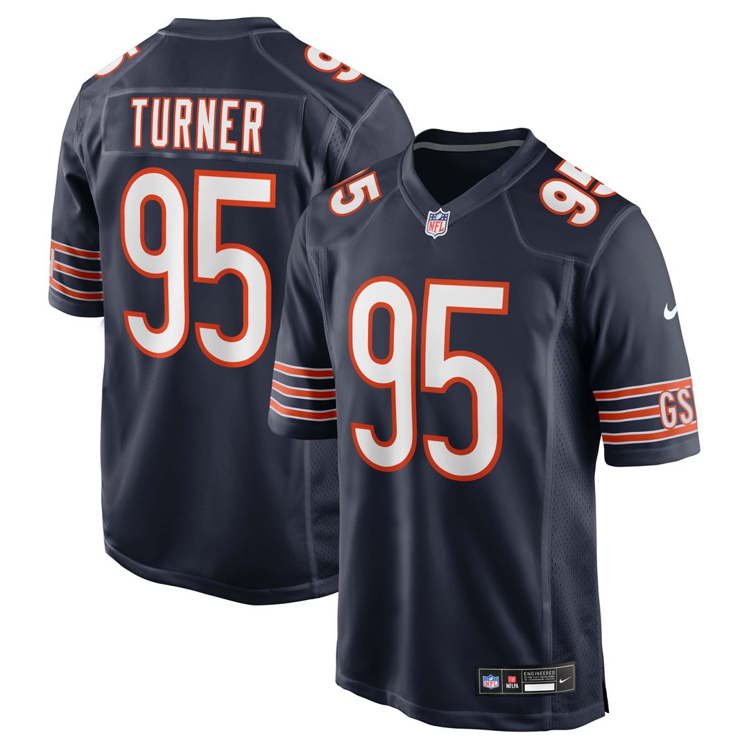 Chicago Bears Shemar Turner Navy Team Game Jersey product image 1, provided for visual reference and product detail review