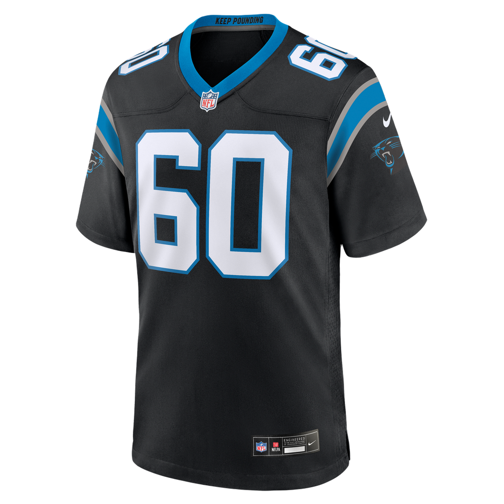 Carolina Panthers Nick Samac Black Team Game Jersey product image 2, provided for visual reference and product detail review