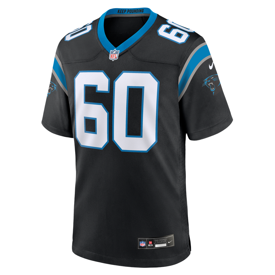 Carolina Panthers Nick Samac Black Team Game Jersey product image 2, provided for visual reference and product detail review