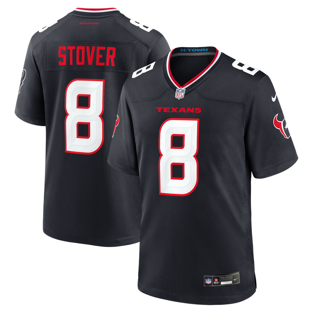 Houston Texans Cade Stover Navy Team Game Jersey product image 1, provided for visual reference and product detail review
