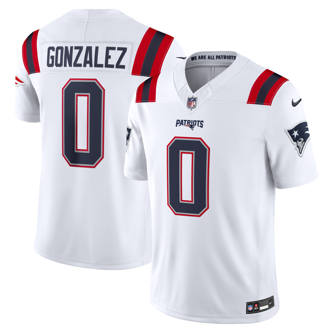 New England Patriots Christian Gonzalez White Vapor F.U.S.E. Stitched Limited Jersey product image 4, provided for visual