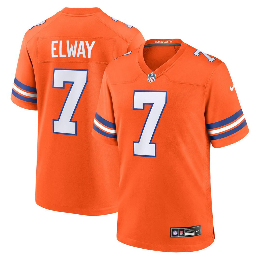 Denver Broncos John Elway Orange Mile High Collection 1977 Throwback Retired Player Game Jersey product image 1, provided