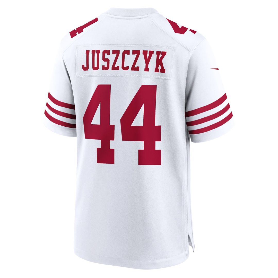 San Francisco 49ers Kyle Juszczyk White Player Game Jersey product image 3, provided for visual reference and product detail