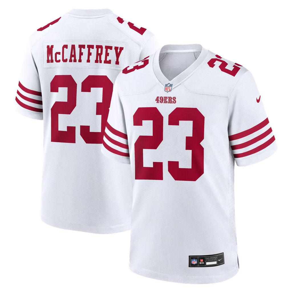 San Francisco 49ers Christian McCaffrey Scarlet Game Player Jersey product image 25, provided for visual reference and