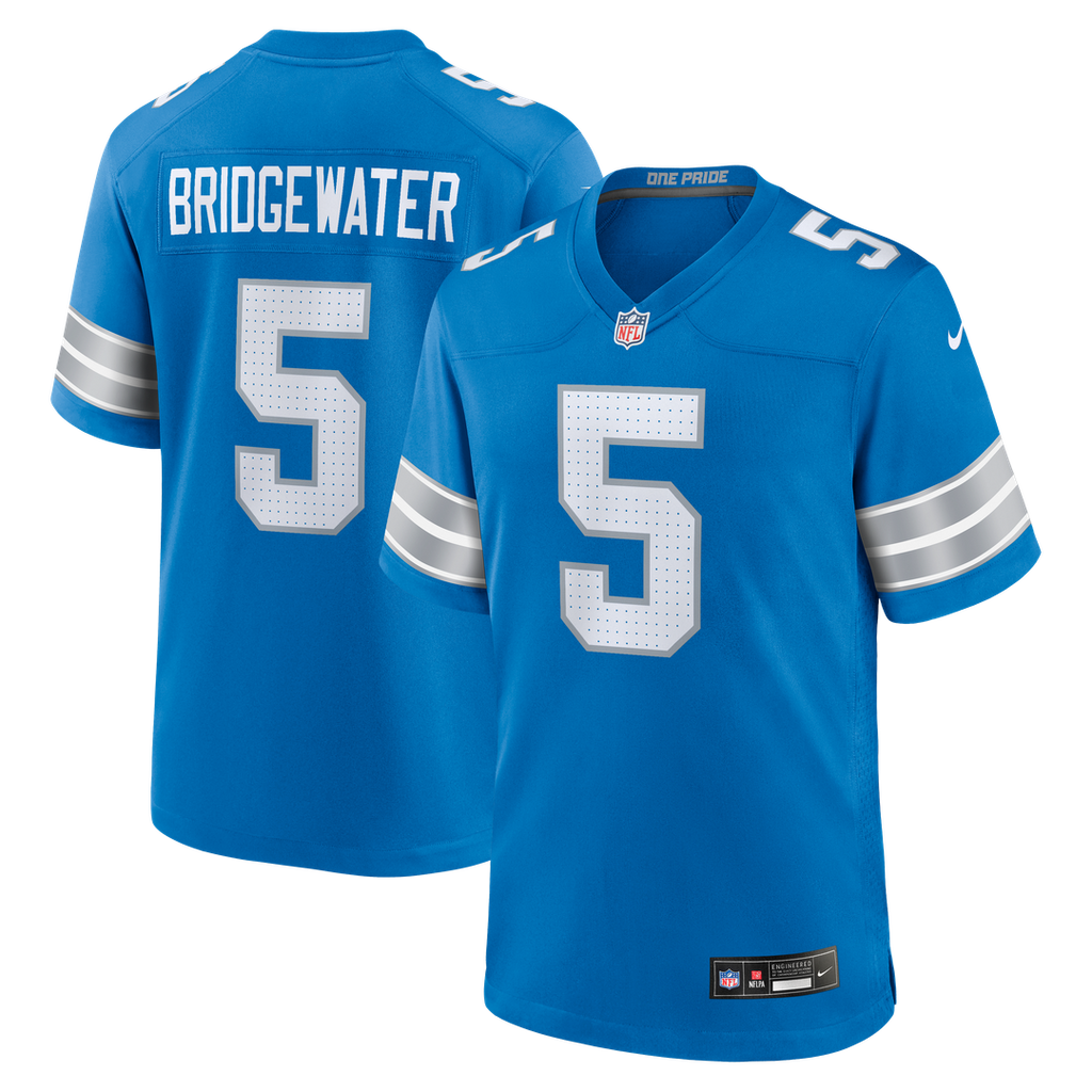 Detroit Lions Teddy Bridgewater Blue Team Game Jersey product image 1, provided for visual reference and product detail