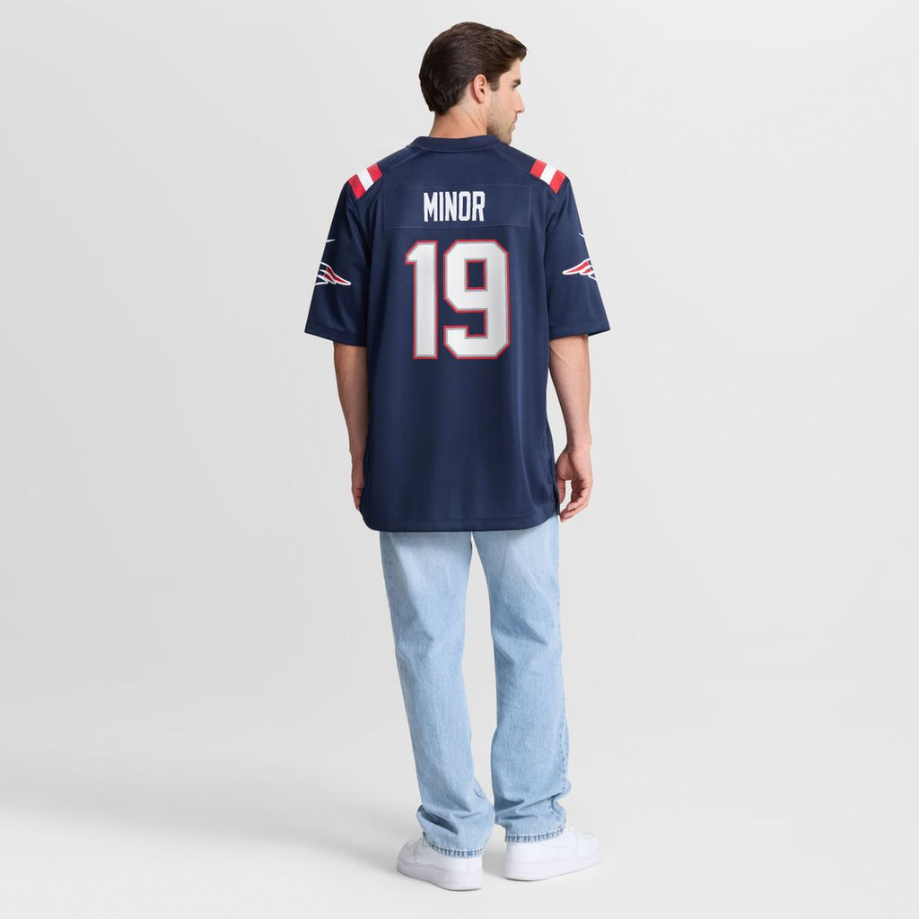 New England Patriots Kobee Minor Navy Team Game Jersey product image 3, provided for visual reference and product detail