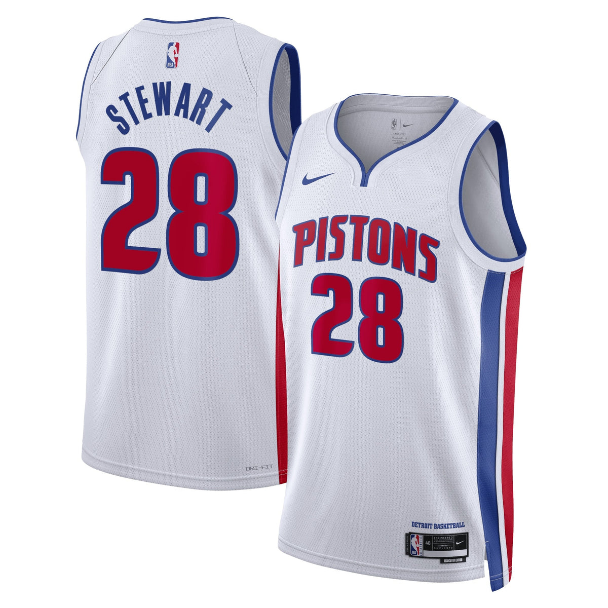 Isaiah Stewart Detroit Pistons Association Edition Swingman Jersey - White - Unisex product image 1, provided for visual