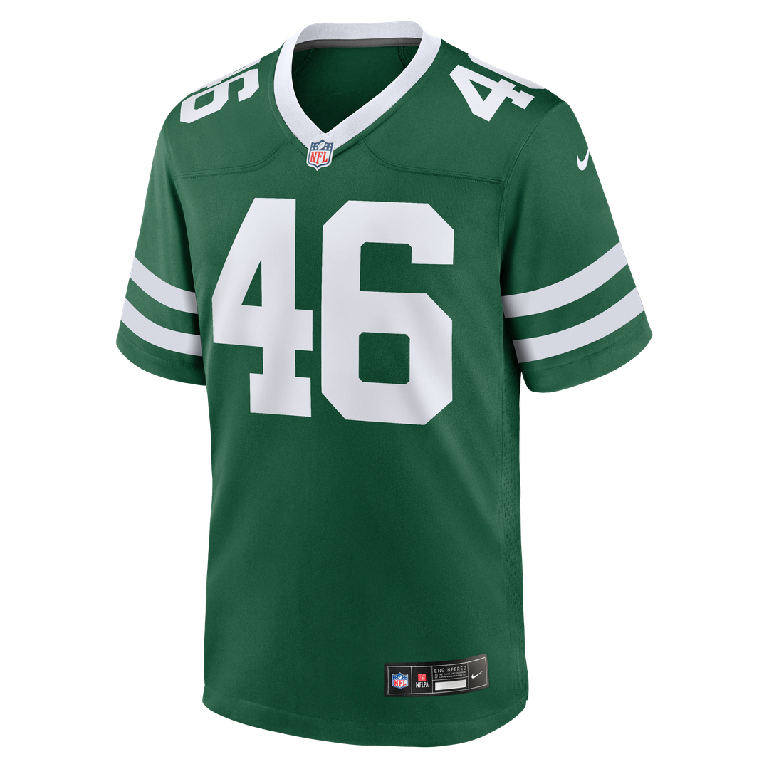 New York Jets Joseph Ossai Legacy Green Team Game Jersey product image 2, provided for visual reference and product detail