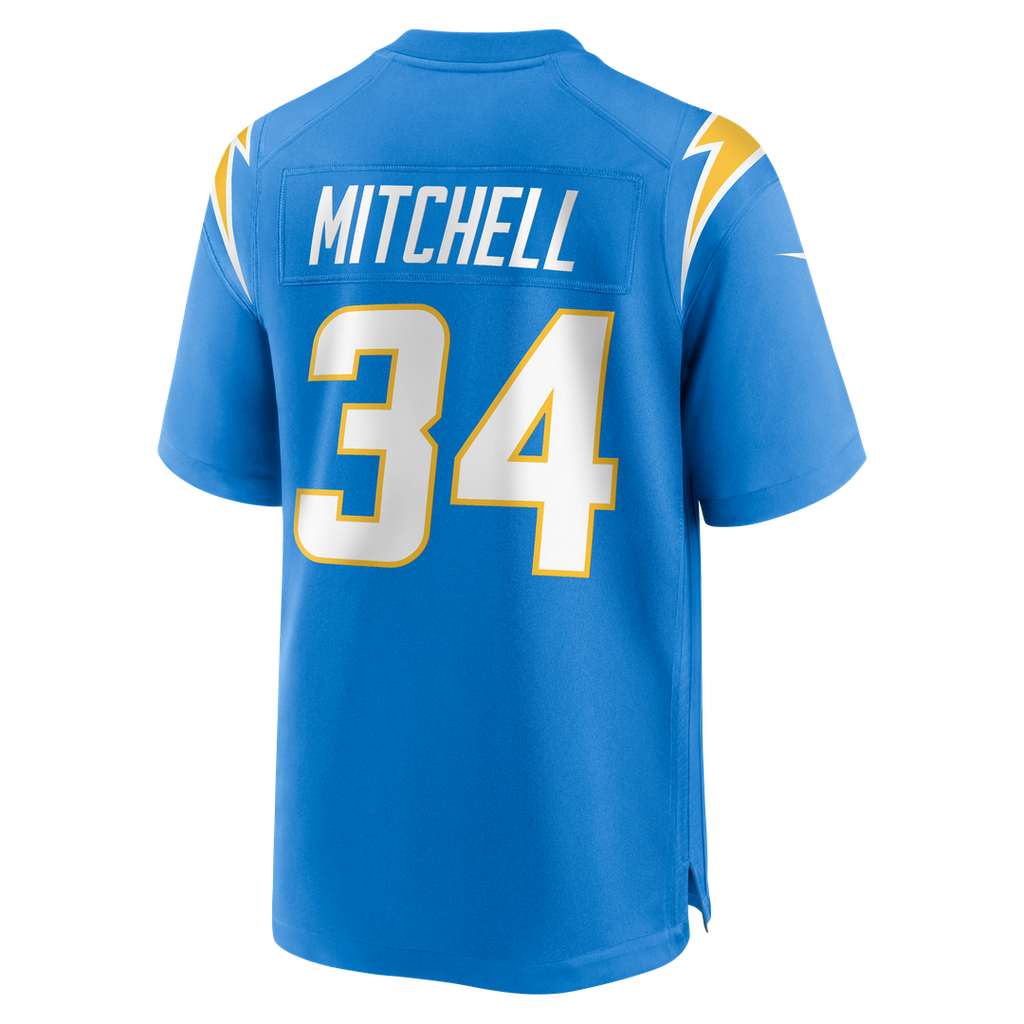 Los Angeles Chargers Keaton Mitchell Powder Blue Team Game Jersey product image 3, provided for visual reference and product